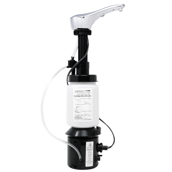 Bobrick B-842 Designer Series Automatic Foam Soap Dispenser, Top-Fill, Counter Mounted, 34-fl oz, Matte Black