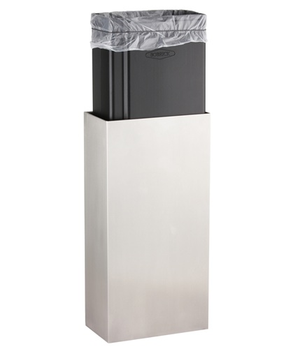 Bobrick B-9279 Fino Collection, Waste Receptacle, Surface Mounted, Satin Finish, 6-Gallon