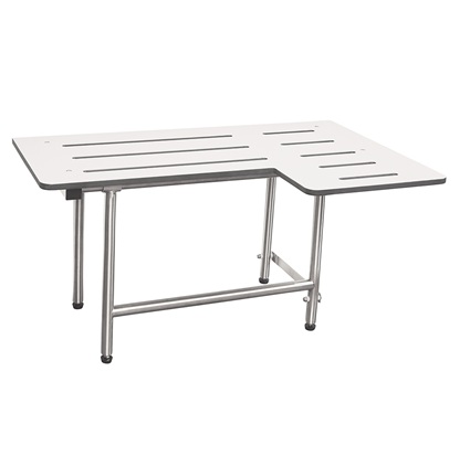 Bobrick B-51815 Reversible Shower Seat with Swing Down Legs, Phenolic and Satin Finish