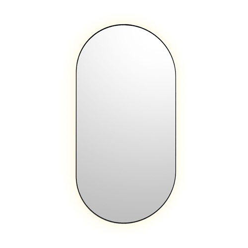 Bobrick B-104 2448.MBLK Pill Shaped Backlit LED Mirror, 24 W x 48 H, Matte Black