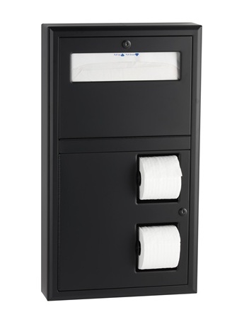 Bobrick B-3479.MBLK ClassisSeries Surface Mounted Toilet Tissue Dispenser and Seat Cover Dispenser, Matte Black