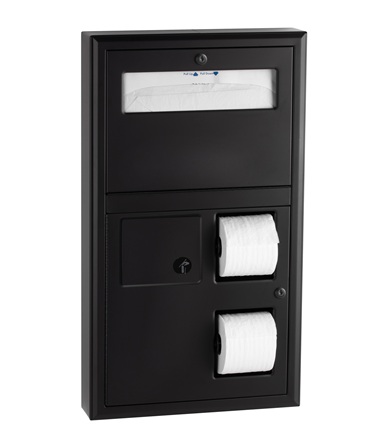 Bobrick B-3579.MBLK ClassicSeries Surface Mounted Toilet Tissue, Seat Cover Dispenser, Waste Disposal, Matte Black