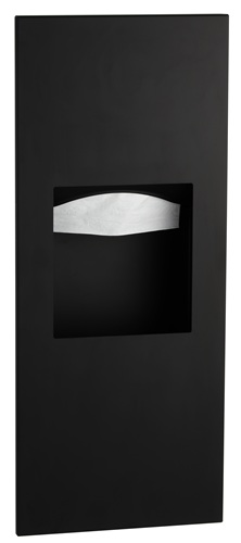 Bobrick B-36903.MBLK TrimLineSeries Recessed Paper Towel Dispenser and Waste Receptacle, Matte Black, 1.6 Gallons