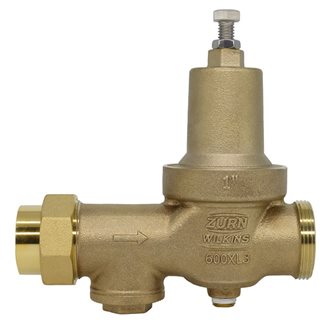 Zurn Wilkins 114-600XL3C 1-1/4" Pressure Reducing Valve with Integral Strainer, Single Union Copper Sweat x FNPT
