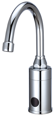 Hydrotek H-6300-LR Gooseneck Automatic Faucet, Deck Mount, Non-mixing, AC Powered, Vandal Resistant, ADA Compliant