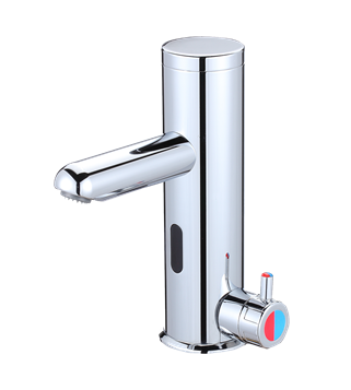 Hydrotek HE-7800EM-LR Lavatory Automatic Sensor Faucet, Battery Powered with Enduratek, Thermostatic Mixing, ADA Compliant