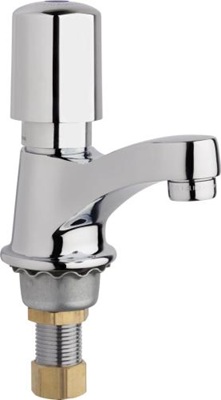 Chicago Faucets 333-E2805-765PSHAB Metering Sink Faucet, Single Hole, Econo-Flo Non-Aerating Laminar, 0.5 GPM