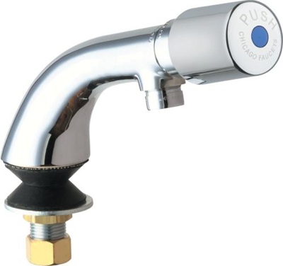 Chicago Faucets 807-E34V765ABCP Single Supply Sink Faucet, 1.5 GPM Vandal Proof Softflo Aerator, NAIAD Metering Cartridge with Adjustable Cycle Time Closure and "PUSH" Index