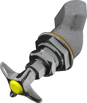 Chicago Faucets LRV-N1-A1B Right Hand 45 Degree Angle Control Valve, 2-1/2" Metal Cross Handle, VAC Index Button