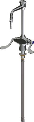Chicago Faucets LWM11-A13-G Vandal Proof Hot and Cold Water Mixing Faucet, 6" Gooseneck Spout with Atmospheric Vacuum Breaker, Full Flow Laboratory Serrated Nozzle, 4" Wristblade Handle