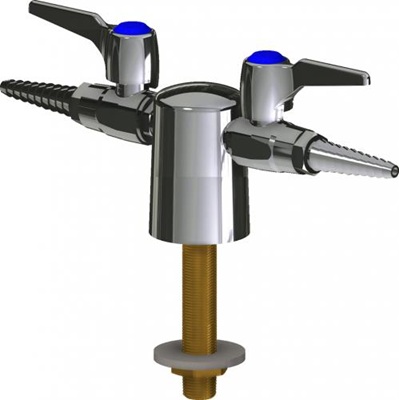 Chicago Faucets LGB1-31C-25 Turret with Two Ball Valves at 180 Degrees, Full Flow Laboratory Serrated Nozzle with Check Valve, 2-Pack Laboratory Index Buttons, AIR, GAS