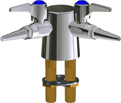Chicago Faucets LGB1-31C-70 Turret with Two Ball Valves at 90 Degrees, Two Inlet Supplies and Check, Full Flow Laboratory Serrated Nozzle, 2-Pack Laboratory Index Buttons, AIR, GAS