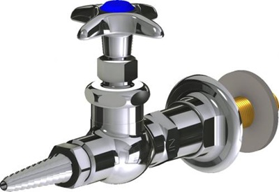 Chicago Faucets LGN1-A11C-55 Wall Flange with Needle Valve, Full Flow Laboratory Serrated Nozzle, 2-1/2" Cross Handle with 3-Pack Laboratory Index Buttons, AIR, GAS, VAC