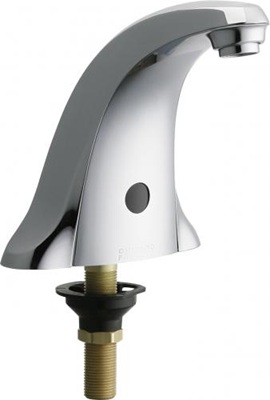 Chicago Faucets 116.996.AB.1T E-Tronic 40 Traditional Electronic Faucet with Dual Beam Infrared Sensor, Single Supply, Non-Aerating Laminar Outlet, 1.0 GPM, Battery Operated
