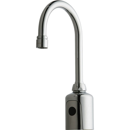Chicago Faucets H-G11H-43ABCPT HyTronic TempShield Touch Free Gooseneck Faucet, Dual Supply, 0.5 GPM, Concealed Internal Thermostatic Temperature Control Mixer, AC Powered, Bluetooth