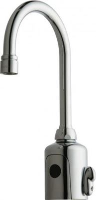 Chicago Faucets H-G11H-65ABCPT HyTronic TempShield Touch Free Gooseneck Faucet, Dual Supply, 0.5 GPM, User Adjustable Thermostatic Temperature Control Mixer, Long Term Power System (LTPS), Bluetooth
