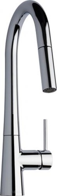 Chicago Faucets 434-ABCP High Arc Kitchen Faucet with Pull Down Spout, Deck Mounted, 1.5 GPM, Polished Chrome