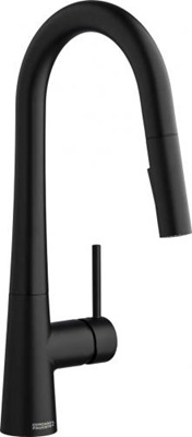 Chicago Faucets 434-FC1ABMB High Arc Kitchen Faucet with Pull Down Spout, Deck Mounted, 1.0 GPM, Matte Black