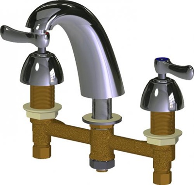 Chicago Faucets 405-E64VP369AB Concealed Hot and Cold Water Sink Faucet, 8" Fixed Centers, 1.0 GPM, 2-3/8" Lever Handle
