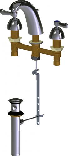 Chicago Faucets 405-POAB Concealed Hot and Cold Water Sink Faucet, 8" Fixed Centers, 2.2 GPM Softflo Aerator, 2-3/8" Lever Handle