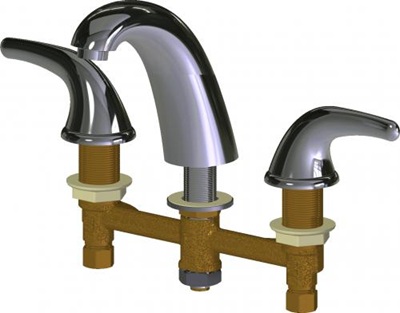 Chicago Faucets 405-V401XKAB Concealed Hot and Cold Water Sink Faucet, 8" Fixed Centers, 2.2 GPM Softflo Aerator, 3-7/8" Canopy Single Wing Handle