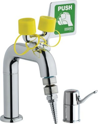 Chicago Faucets 8451-E22E7TABCP Single Handle Emergency Eyewash with Faucet and Lab Nozzle