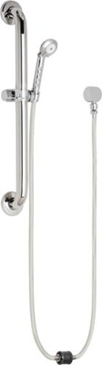 Chicago Faucets 152-ADPVCW Wall Mounted 2.5 GPM Hand Spray, Two 34" White Vinyl Hoses with Auto Drain and 24" ADA Grab Bar