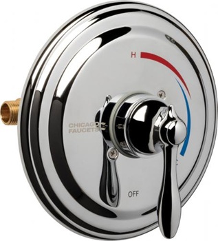 Chicago Faucets 1920-VOCRCP Pressure Balancing Tub and Shower Valve with Round Trim