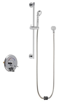 Chicago Faucets SH-PB4-00-041 Tub and Shower System, Pressure Balancing with Auto Drain, 1.5 GPM Hand Spray with Two 34" Stainless Steel Hoses, 24" Wall Mounted Slide Bar
