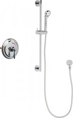 Chicago Faucets SH-TP1-00-021 Round Tub and Shower System with Pressure Balancing Valve, 2.5 GPM Hand Spray with 69" Stainless Steel Hose, 24" Wall Mounted Slide Bar with Hand Spray Holder