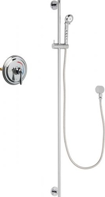 Chicago Faucets SH-TP1-00-022 Round Tub and Shower System with Pressure Balancing Valve, 2.5 GPM Hand Spray with 69" Stainless Steel Hose, 48" Wall Mounted Slide Bar with Hand Spray Holder