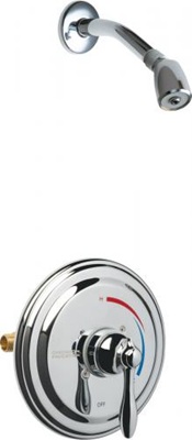 Chicago Faucets SH-TP1-02-000 Round Thermostatic Pressure Balancing Shower Fitting, 2.5 GPM Shower Head with Swivel Ball Joint