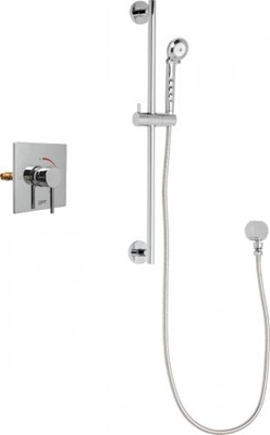 Chicago Faucets SH-TP2-00-021 Square Tub and Shower System with Pressure Balancing Valve, 2.5 GPM Hand Spray with 69" Stainless Steel Hose, 24" Wall Mounted Slide Bar with Hand Spray Holder