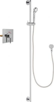 Chicago Faucets SH-TP2-00-022 Square Tub and Shower System with Pressure Balancing Valve, 2.5 GPM Hand Spray with 69" Stainless Steel Hose, 48" Wall Mounted Slide Bar with Hand Spray Holder