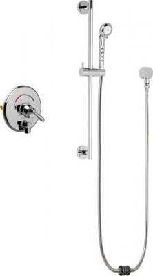 Chicago Faucets SH-TP4-00-021 Tub and Shower System with Pressure Balancing Valve and Auto Drain, 2.5 GPM Hand Spray with Two 34" Stainless Steel Hoses, 24" Wall Mounted Slide Bar with Hand Spray Holder