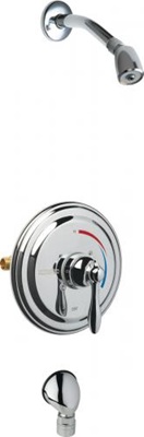 Chicago Faucets SH-TP5-02-000 Thermostatic Pressure Balancing Shower Fitting with Auto Drain, 2.5 GPM Shower Head with Swivel Ball Joint, Wall Mounted Auto Drain