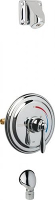Chicago Faucets SH-TP5-04-000 Thermostatic Pressure Balancing Shower Fitting with Auto Drain, 2.0 GPM Ligature Resistant Shower Head, Wall Mounted Auto Drain