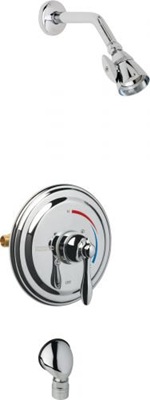 Chicago Faucets SH-TP5-06-000 Thermostatic Pressure Balancing Shower Fitting with Auto Drain, 2.5 GPM Shower Head with Adjustable Spray Pattern, Wall Mounted Auto Drain