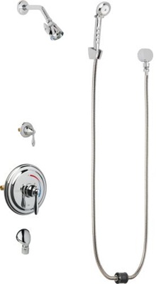 Chicago Faucets SH-TP5-26-020 Thermostatic Pressure Balancing Shower Fitting with Auto Drain, 2.5 GPM Shower Head with Adjustable Spray Pattern, 2.5 GPM Hand Spray with Two 34" Stainless Steel Hoses, Wall Mounted Auto Drain
