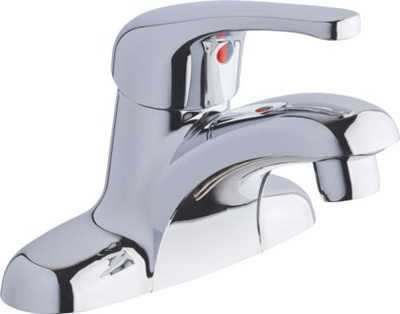 Chicago Faucets LC-20H-MPABCP Single Lever Hot and Cold Water Mixing Sink Faucet, 4" Fixed Centers, 0.5 GPM Outlet, Qty Pack only (8/pack)