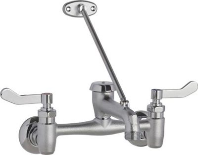 Chicago Faucets LC-MP97RCF Hot and Cold Water Sink Faucet with Integral Supply Stops, 8" Body, Adjustable Arms 7-5/8" - 8-3/8", Vacuum Breaker Spout, Lever Handle, Rough Chrome, (Quantity of 6)