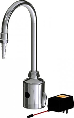 Chicago Faucets LEF-A31-10T HyTronic Touch Free Gooseneck Faucet with Laboratory Nozzle, Dual Supply, External Temperature Control, AC Powered, Bluetooth Communication