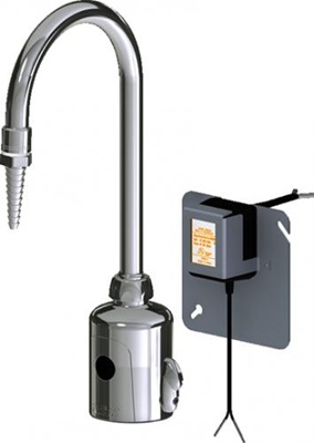 Chicago Faucets LEF-A31-20T HyTronic Touch Free Gooseneck Faucet with Laboratory Nozzle, Dual Supply, External Temperature Control, Hardwired, Bluetooth Communication