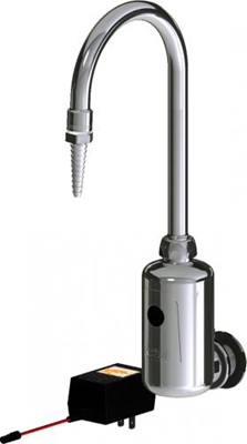 Chicago Faucets LEF-A41-10T HyTronic Touch Free Gooseneck Faucet with Laboratory Nozzle, Wall Mounted, Single Supply, AC Powered, Bluetooth Communication