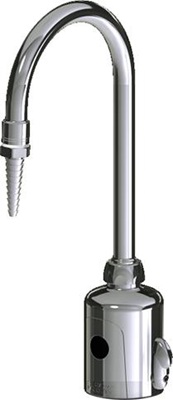 Chicago Faucets LEF-B31-00T HyTronic Touch Free Gooseneck Faucet with Laboratory Nozzle, Dual Supply, External Temperature Control, Battery Powered, Bluetooth Communication