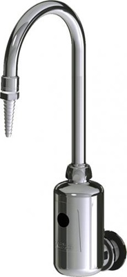 Chicago Faucets LEF-B41-00T HyTronic Touch Free Gooseneck Faucet with Laboratory Nozzle, Wall Mounted, Single Supply, Battery Powered, Bluetooth Communication