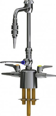 Chicago Faucets LCF1-AB-A2B3 Combination Triple Service Fixture, 6" Gooseneck Spout with Atmospheric Vacuum Breaker, 4" Wristblade Handle, Laboratory Index Buttons, AIR and VAC (Vacuum)