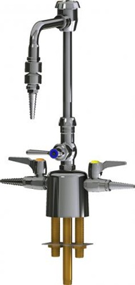 Chicago Faucets LCF1-AB-A3B3 Combination Triple Service Fixture, 6" Gooseneck Spout with Atmospheric Vacuum Breaker, 2-3/8" Lever Handle, Laboratory Index Buttons, AIR and VAC (Vacuum)