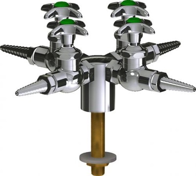 Chicago Faucets LWV1-A11-40 Turret with Four Side Outlets, Full Flow Laboratory Serrated Nozzle, 2-1/2" Metal Cross Handle and Button Indexed "CW"