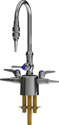 Chicago Faucets LCF1-CC-A3A3 Combination Triple Service Fixture, 5-1/4" Gooseneck Spout, Inline Atmospheric Vacuum Breaker, 2-3/8" Lever Handle, 2-Pack Laboratory Index Buttons, AIR, GAS